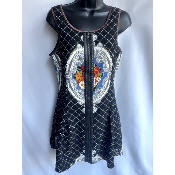 I. Madeline Y2K Fit n Flare Front Zip Dress S/M Girly Icon Quirky Flowy Colorful - Picture 1 of 11